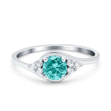 Art Deco Engagement Ring Round Simulated Cubic Zirconia 925 Sterling Silver