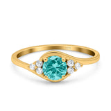 Art Deco Engagement Ring Round Simulated Cubic Zirconia 925 Sterling Silver