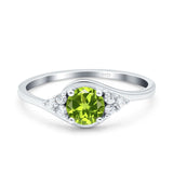 Art Deco Engagement Ring Round Simulated Cubic Zirconia 925 Sterling Silver