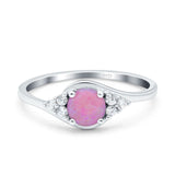 Art Deco Engagement Ring Round Simulated Cubic Zirconia 925 Sterling Silver