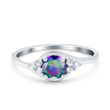 Art Deco Engagement Ring Round Simulated Cubic Zirconia 925 Sterling Silver