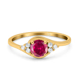 Art Deco Engagement Ring Round Simulated Cubic Zirconia 925 Sterling Silver