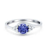 Art Deco Engagement Ring Round Simulated Cubic Zirconia 925 Sterling Silver