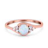 Art Deco Engagement Ring Round Simulated Cubic Zirconia 925 Sterling Silver