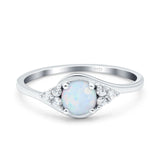 Art Deco Engagement Ring Round Simulated Cubic Zirconia 925 Sterling Silver