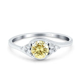 Art Deco Engagement Ring Round Simulated Cubic Zirconia 925 Sterling Silver