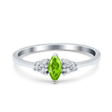 Marquise Art Deco Engagement Ring Round 3 Stone Simulated Cubic Zirconia 925 Sterling Silver