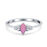 Marquise Art Deco Engagement Ring Round 3 Stone Simulated Cubic Zirconia 925 Sterling Silver