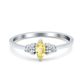 Marquise Art Deco Engagement Ring Round 3 Stone Simulated Cubic Zirconia 925 Sterling Silver