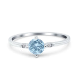 Three Stone Art Deco Engagement Ring Round Simulated Cubic Zirconia 925 Sterling Silver