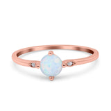 Three Stone Art Deco Engagement Ring Round Simulated Cubic Zirconia 925 Sterling Silver