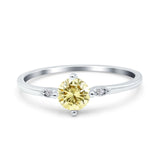 Three Stone Art Deco Engagement Ring Round Simulated Cubic Zirconia 925 Sterling Silver