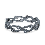 Eternity Band Engagement Wedding Ring Round Simulated Cubic Zirconia 925 Sterling Silver (4mm)