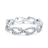Eternity Band Engagement Wedding Ring Round Simulated Cubic Zirconia 925 Sterling Silver (4mm)