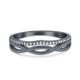 Infinity Shank Wedding Half Eternity Ring Round Simulated Cubic Zirconia 925 Sterling Silver