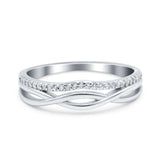 Infinity Shank Wedding Half Eternity Ring Round Simulated Cubic Zirconia 925 Sterling Silver