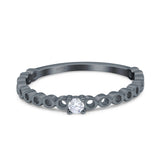 Petite Dainty Band Round Thumb Ring Wedding Band Simulated Cubic Zirconia 925 Sterling Silver