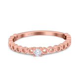 Petite Dainty Band Round Thumb Ring Wedding Band Simulated Cubic Zirconia 925 Sterling Silver