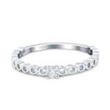 Petite Dainty Band Round Thumb Ring Wedding Band Simulated Cubic Zirconia 925 Sterling Silver