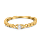 Petite Dainty Band Round Thumb Ring Wedding Band Simulated Cubic Zirconia 925 Sterling Silver