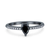 Teardrop Pear Art Deco Wedding Ring Simulated Cubic Zirconia 925 Sterling Silver