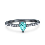 Teardrop Pear Art Deco Wedding Ring Simulated Cubic Zirconia 925 Sterling Silver