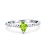 Teardrop Pear Art Deco Wedding Ring Simulated Cubic Zirconia 925 Sterling Silver