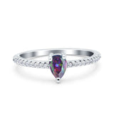 Teardrop Pear Art Deco Wedding Ring Simulated Cubic Zirconia 925 Sterling Silver
