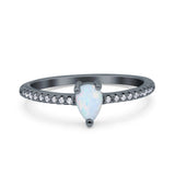 Teardrop Pear Art Deco Wedding Ring Simulated Cubic Zirconia 925 Sterling Silver