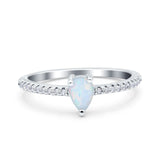 Teardrop Pear Art Deco Wedding Ring Simulated Cubic Zirconia 925 Sterling Silver
