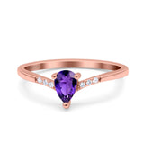 Teardrop Pear Art Deco Wedding Bridal Engagement Ring Round Simulated Cubic Zirconia 925 Sterling Silver