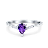 Teardrop Pear Art Deco Wedding Bridal Engagement Ring Round Simulated Cubic Zirconia 925 Sterling Silver