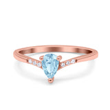 Teardrop Pear Art Deco Wedding Bridal Engagement Ring Round Simulated Cubic Zirconia 925 Sterling Silver