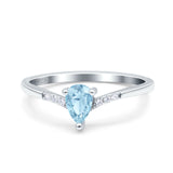 Teardrop Pear Art Deco Wedding Bridal Engagement Ring Round Simulated Cubic Zirconia 925 Sterling Silver