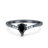 Teardrop Pear Art Deco Wedding Bridal Engagement Ring Round Simulated Cubic Zirconia 925 Sterling Silver
