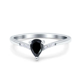 Teardrop Pear Art Deco Wedding Bridal Engagement Ring Round Simulated Cubic Zirconia 925 Sterling Silver