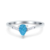 Teardrop Pear Art Deco Wedding Bridal Engagement Ring Round Simulated Cubic Zirconia 925 Sterling Silver