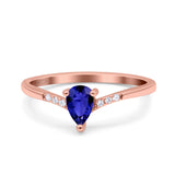 Teardrop Pear Art Deco Wedding Bridal Engagement Ring Round Simulated Cubic Zirconia 925 Sterling Silver