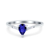 Teardrop Pear Art Deco Wedding Bridal Engagement Ring Round Simulated Cubic Zirconia 925 Sterling Silver
