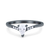 Teardrop Pear Art Deco Wedding Bridal Engagement Ring Round Simulated Cubic Zirconia 925 Sterling Silver