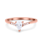 Teardrop Pear Art Deco Wedding Bridal Engagement Ring Round Simulated Cubic Zirconia 925 Sterling Silver