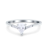 Teardrop Pear Art Deco Wedding Bridal Engagement Ring Round Simulated Cubic Zirconia 925 Sterling Silver