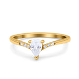 Teardrop Pear Art Deco Wedding Bridal Engagement Ring Round Simulated Cubic Zirconia 925 Sterling Silver