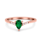 Teardrop Pear Art Deco Wedding Bridal Engagement Ring Round Simulated Cubic Zirconia 925 Sterling Silver