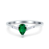 Teardrop Pear Art Deco Wedding Bridal Engagement Ring Round Simulated Cubic Zirconia 925 Sterling Silver
