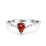 Teardrop Pear Art Deco Wedding Bridal Engagement Ring Round Simulated Cubic Zirconia 925 Sterling Silver