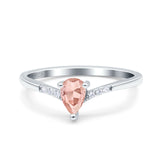 Teardrop Pear Art Deco Wedding Bridal Engagement Ring Round Simulated Cubic Zirconia 925 Sterling Silver
