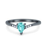 Teardrop Pear Art Deco Wedding Bridal Engagement Ring Round Simulated Cubic Zirconia 925 Sterling Silver