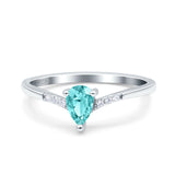 Teardrop Pear Art Deco Wedding Bridal Engagement Ring Round Simulated Cubic Zirconia 925 Sterling Silver