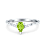 Teardrop Pear Art Deco Wedding Bridal Engagement Ring Round Simulated Cubic Zirconia 925 Sterling Silver